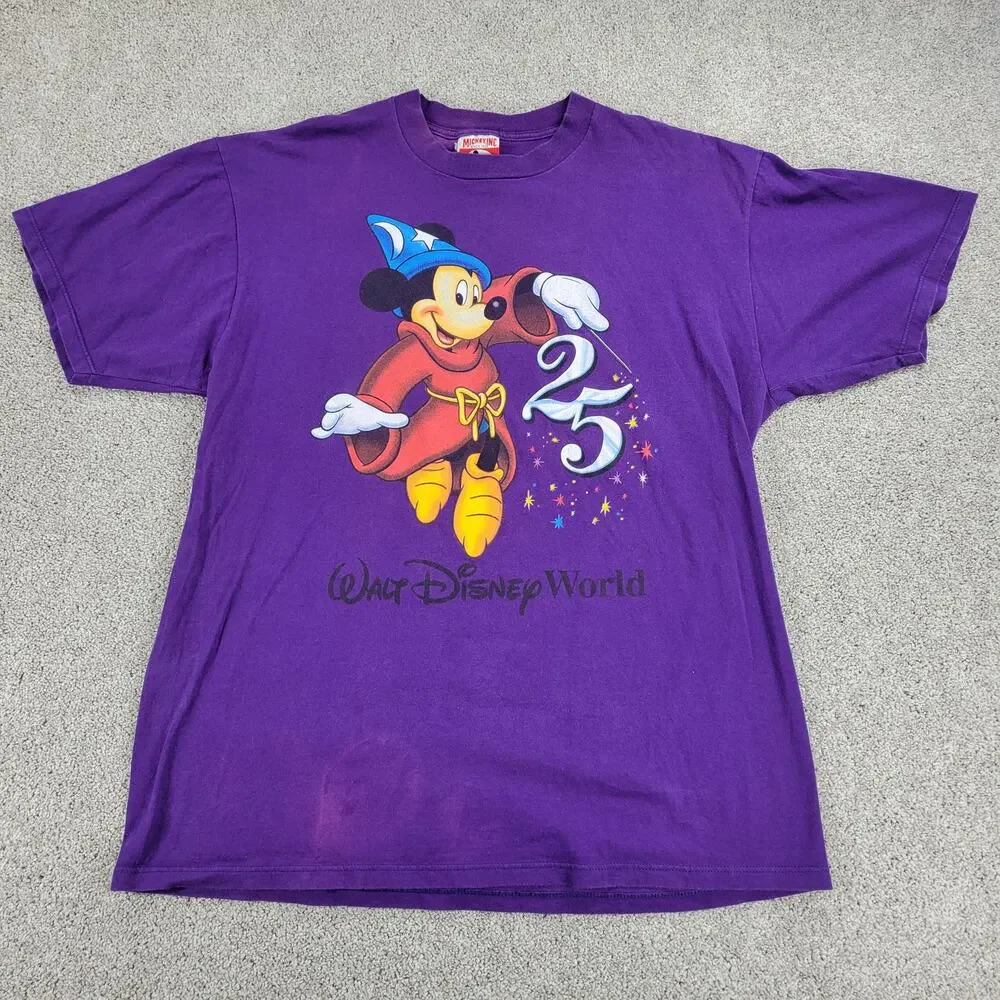 Mickey‎ Inc Womens T-shirt XL Purple Walt Disney World 25th Anniversary Cotton